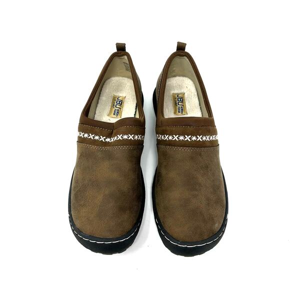 Jambu Size 8.5 Slipper Brown Flat Clog Slip On Treaded Leather Sherpa Lined Warm - Picture 2 of 8
